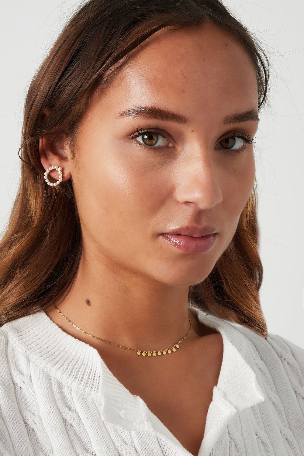 Simple necklace with round pendants - Silver Color color h5Picture2